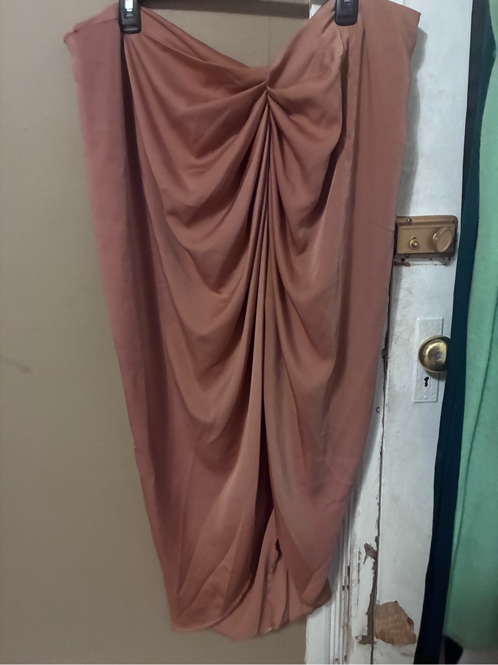 PLUS 2X | Draped Midi Skirt in Dusty Rose